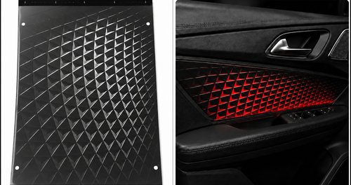 Faceted Diamond Grid Automotive — door / interior trim sample